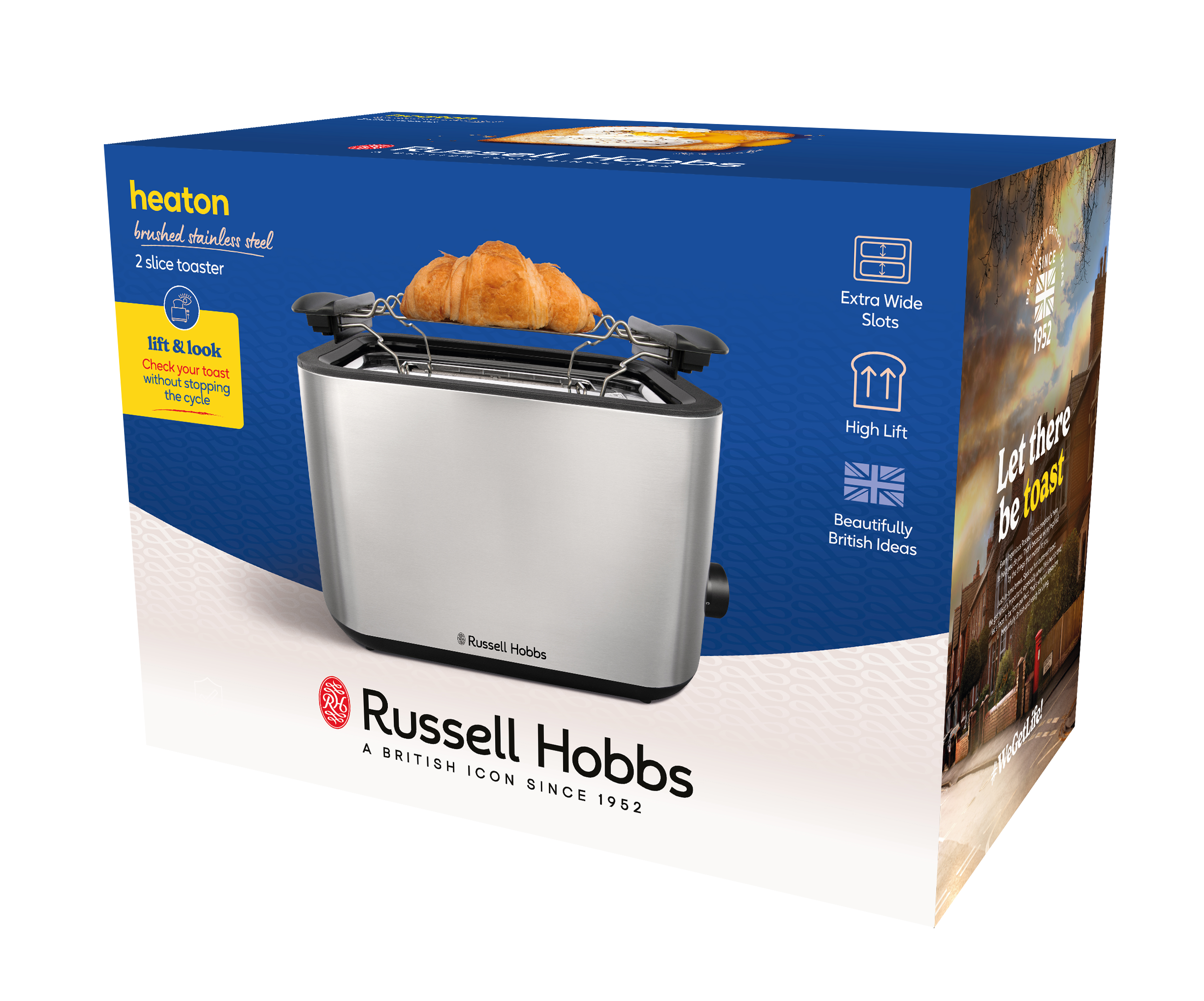 Russell Hobbs - Heaton Brushed 2Slice Toaster - Brushed Stainless Steel and Black