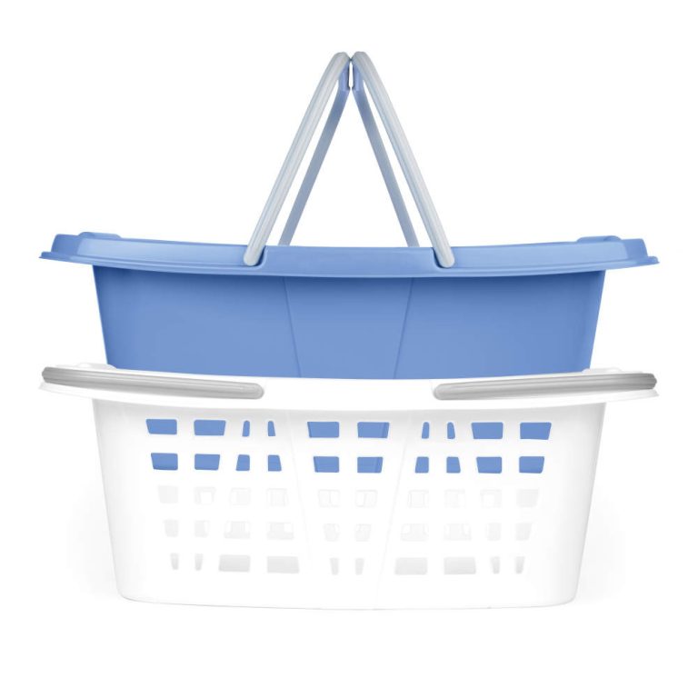 Beldray LA030450CRNFPEU7  Set Of Two Laundry Baskets 2 x 26L, White/Blue