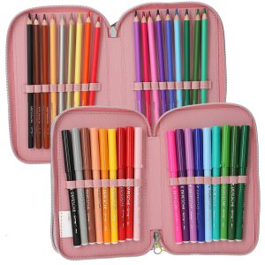 Topmodel - TOPModel Triple Pencil Case JUICY - Dusky Pink with Orange Dots (413323)