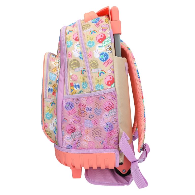 Topmodel – TOPModel School Backpack Trolley GIRL POWER – Beige, Lilac, Coral – 34x24x50 cm (413286)