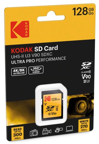 Kodak SD 128GB UHS-II U3 V90 Ultra Pro EKMSD128GUHS2V2K
