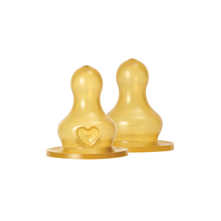 BIBS – Baby Bottle Nipple Round Latex – Medium Flow – 2 pack