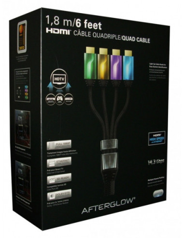 PDP Quad HDMI Cable 6' AfterGlow (Green/Gold/Lilac/Blue)