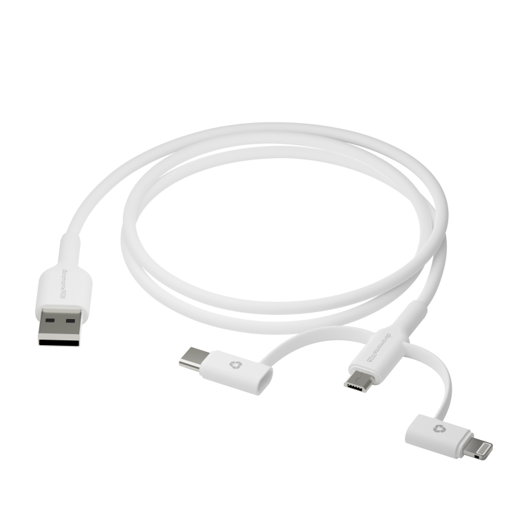 dbramante1928 – Re-charge – 3in1 Cable–USB A to USB-A,C & Lightn-W