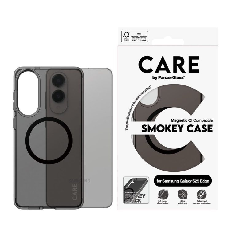 CARE by PanzerGlass – Flagship Case Urban Combat Smokey m. Sort Qi Compatible Samsung S25 Edge