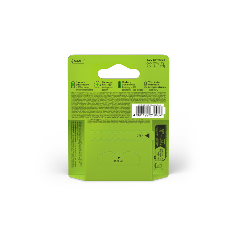 GP – Recharge Rechargeable Battery, Size AA, 1300 mAh, 4-pack