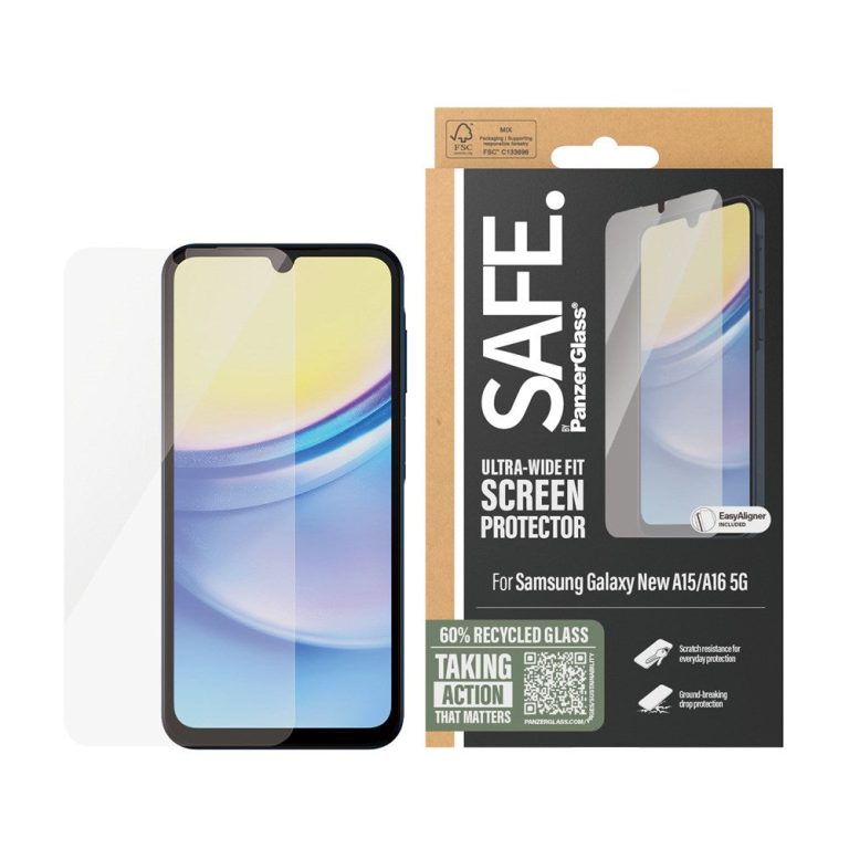 SAFE by PanzerGlass – Screen Protector – Samsung New A15/A16 5G – Ultra-Wide Fit