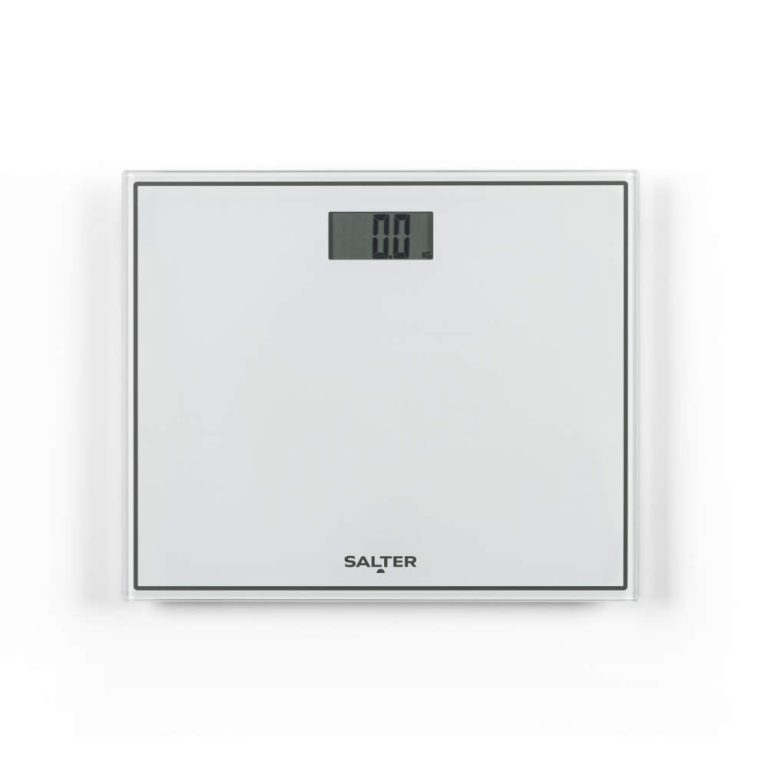 Salter 9207 WHCFEU12 Compact Glass Electronic Bathroom Scale, White
