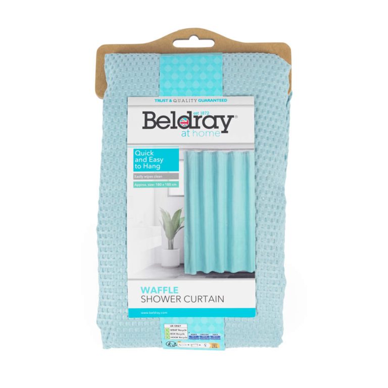Beldray LA035655FAS Waffle Design Shower Curtain – Blue