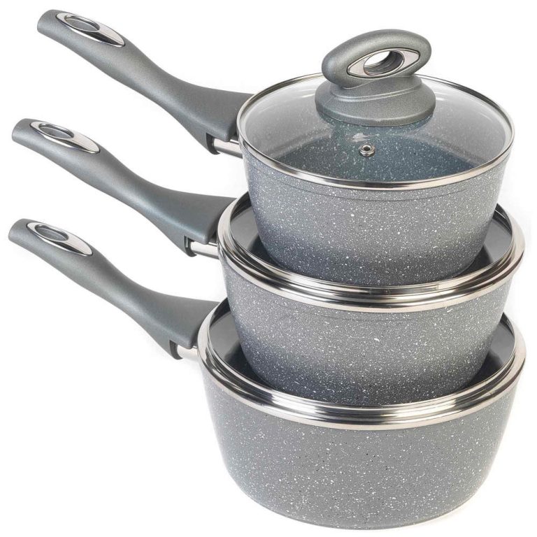 Salter BW02986G1EU7 Marblestone 3-Piece Saucepan Set – 16/18/20cm