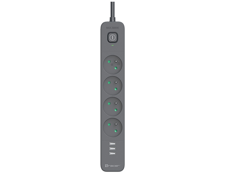 Tracer 47685 Power Line+ 5m (4 sockets +3x USB A)