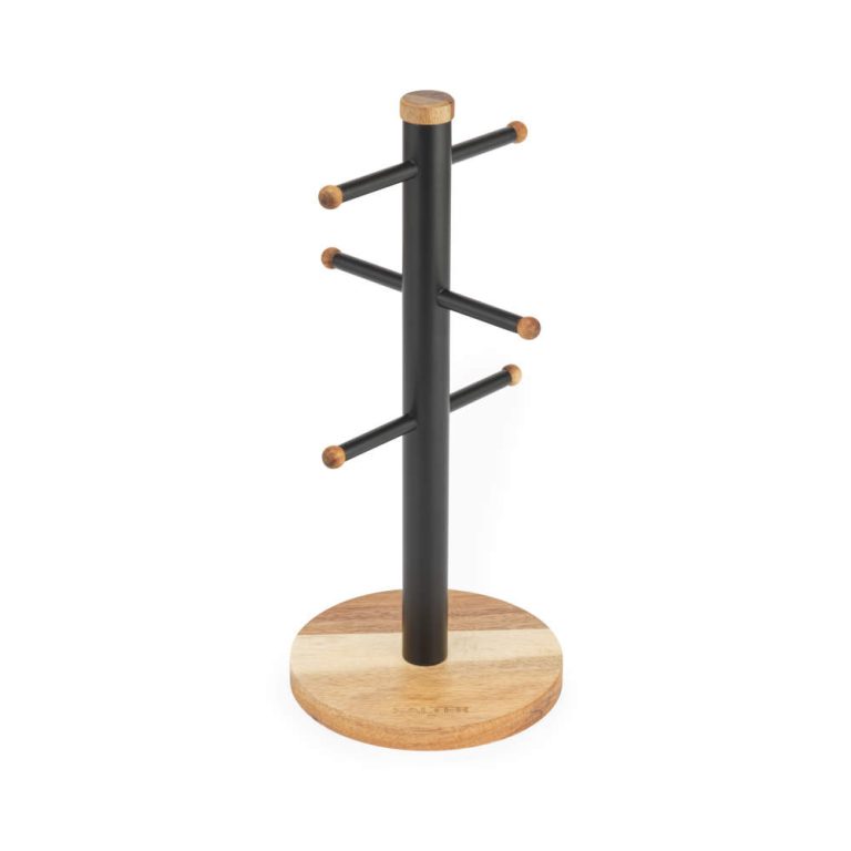 Salter BW1356611EU7 Toronto Mug Tree, Wood/Black