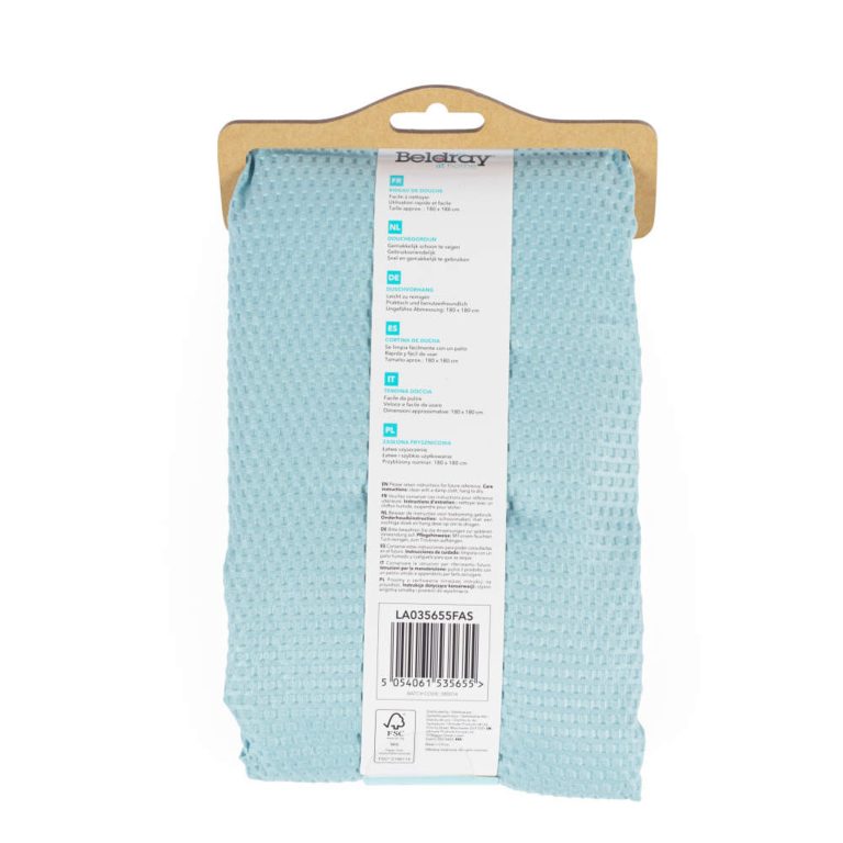 Beldray LA035655FAS Waffle Design Shower Curtain – Blue