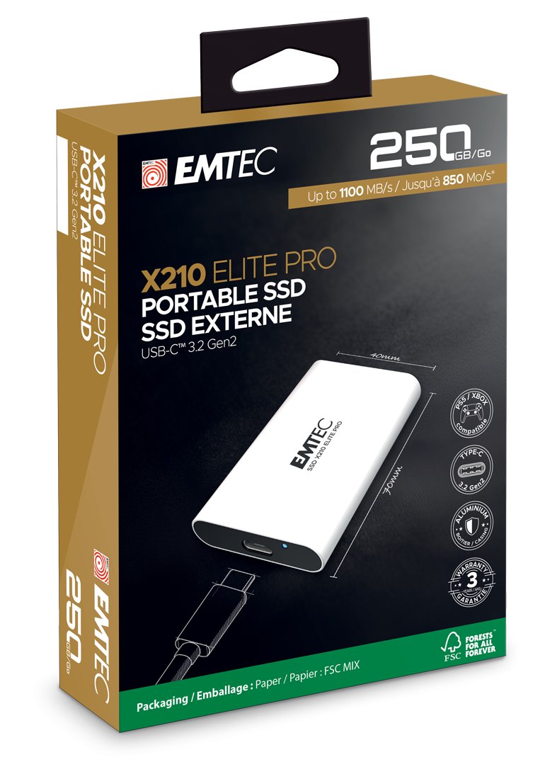Emtec SSD 3.2Gen2 X210 Elite Pro 250 GB Portable
