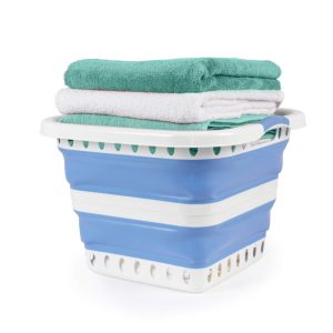 Beldray LA00000152EU7  40L Collapsible Laundry Basket, White/Blue