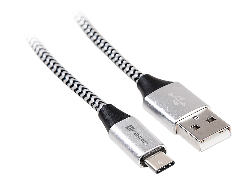 Tracer 46265 USB 2.0 Type C A Male 1m Black Silver