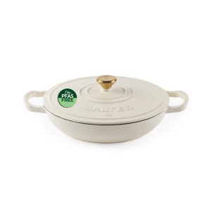 Salter BW13772C Chester 2.8L Shallow Cast Iron Casserole Pot 30 cm, Cream