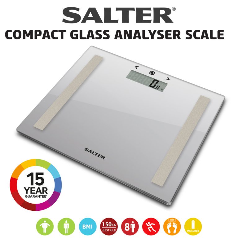 Salter 9113 SV3RAREU16 Compact Glass Analyser Bathroom Scales – Silver