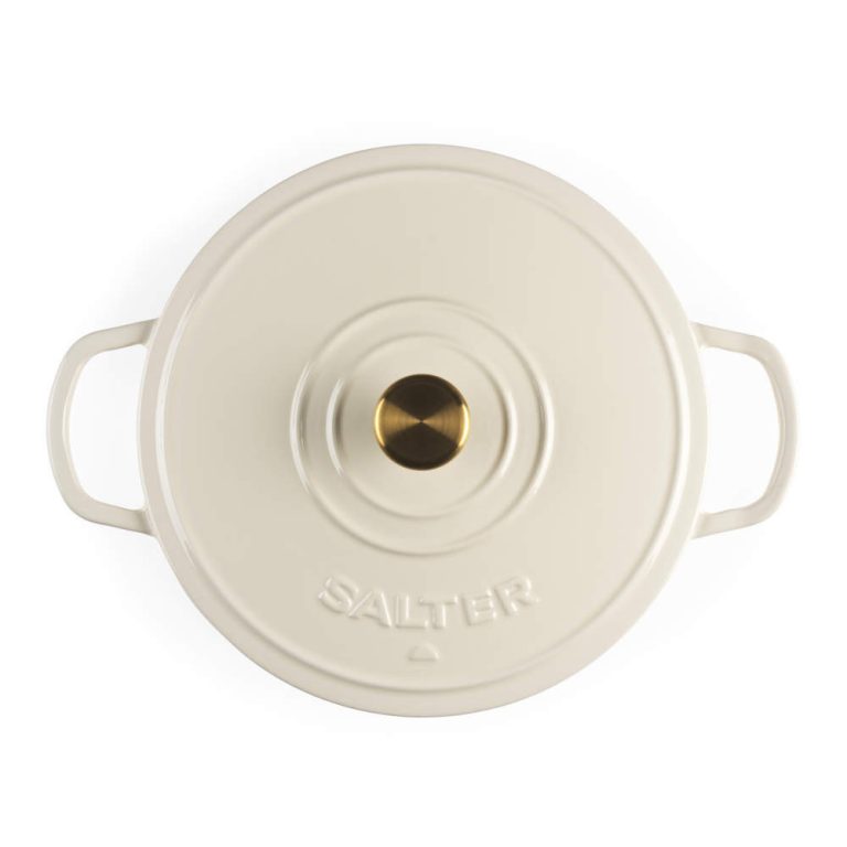 Salter BW13772C Chester 2.8L Shallow Cast Iron Casserole Pot 30 cm, Cream