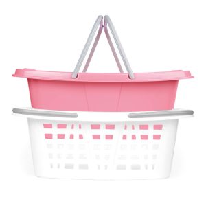 Beldray LA030450PNKFPEU7  Set Of Two Laundry Baskets 2 x 26L, White/Pink
