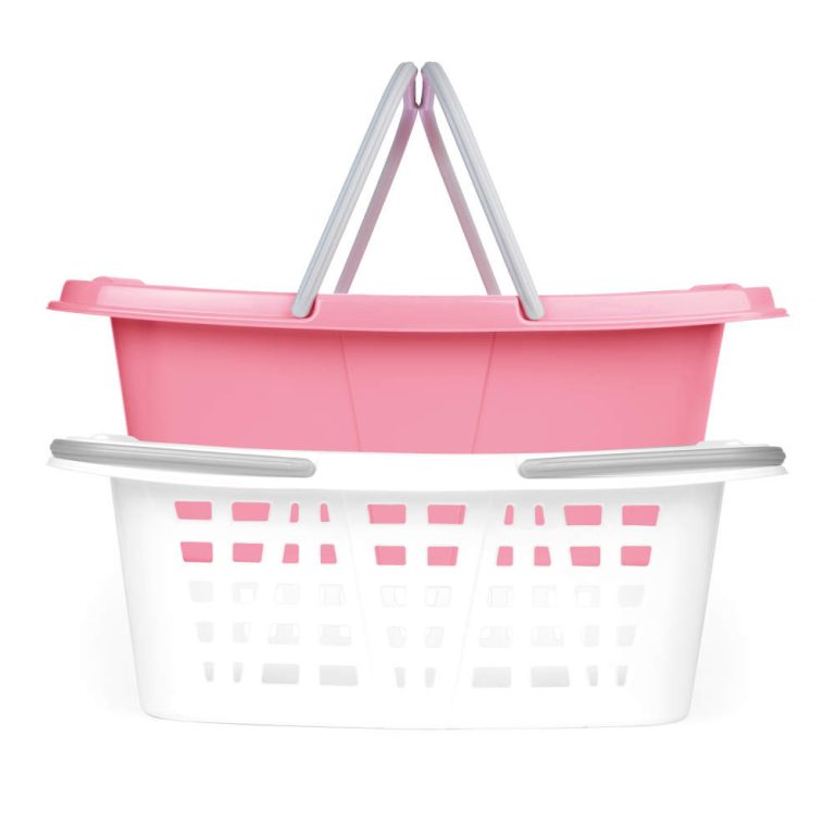 Beldray LA030450PNKFPEU7  Set Of Two Laundry Baskets 2 x 26L, White/Pink