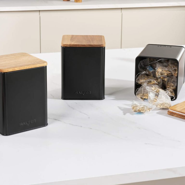 Salter BW129001EU7 Toronto 4-Piece Bread Bin & Canister Set – Black