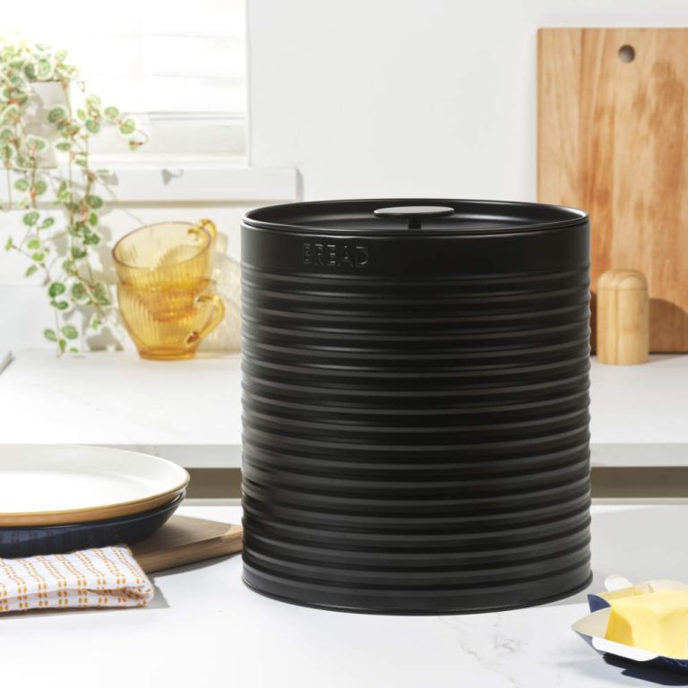 Russell Hobbs RH03269EU7 Ribbed Bread Bin, Black