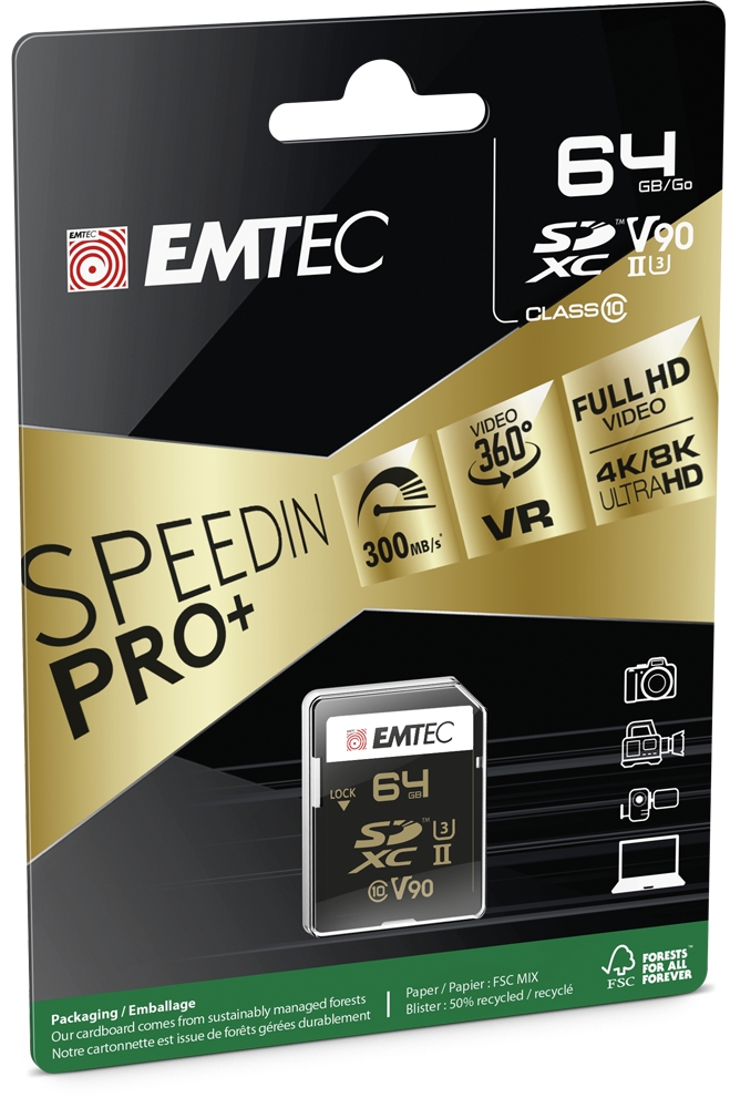 Emtec SD 64GB UHS-II U3 V90 SpeedIN Pro+